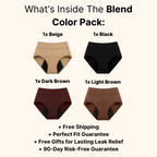 Aurenza Shop LBMLBM™ leak-proof underwear 4-pack in soft fabric, designed for comfort and protection, displayed in a flat lay.
