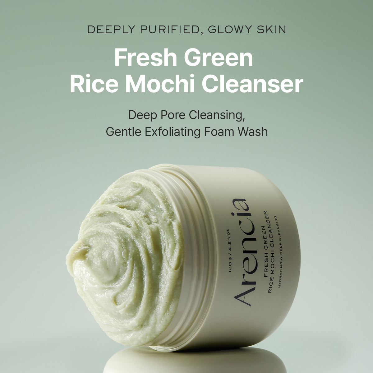 Fresh Green Rice Mochi Cleanser, Gentle Daily Cleanser for Acne-Prone Skin, 4.23oz