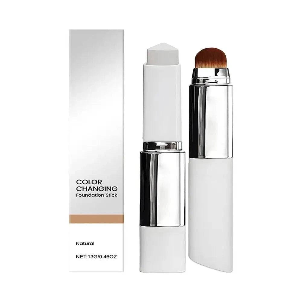 Aurenza Shop 2-in-1 color-changing foundation and concealer stick with brush, lightweight, moisturizing, natural skin tone.