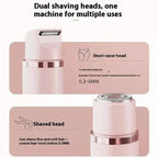 Aureza Shop 2-in-1 dual-head waterproof electric lady shaver razor for women’s private area, with sleek design and dual blades.