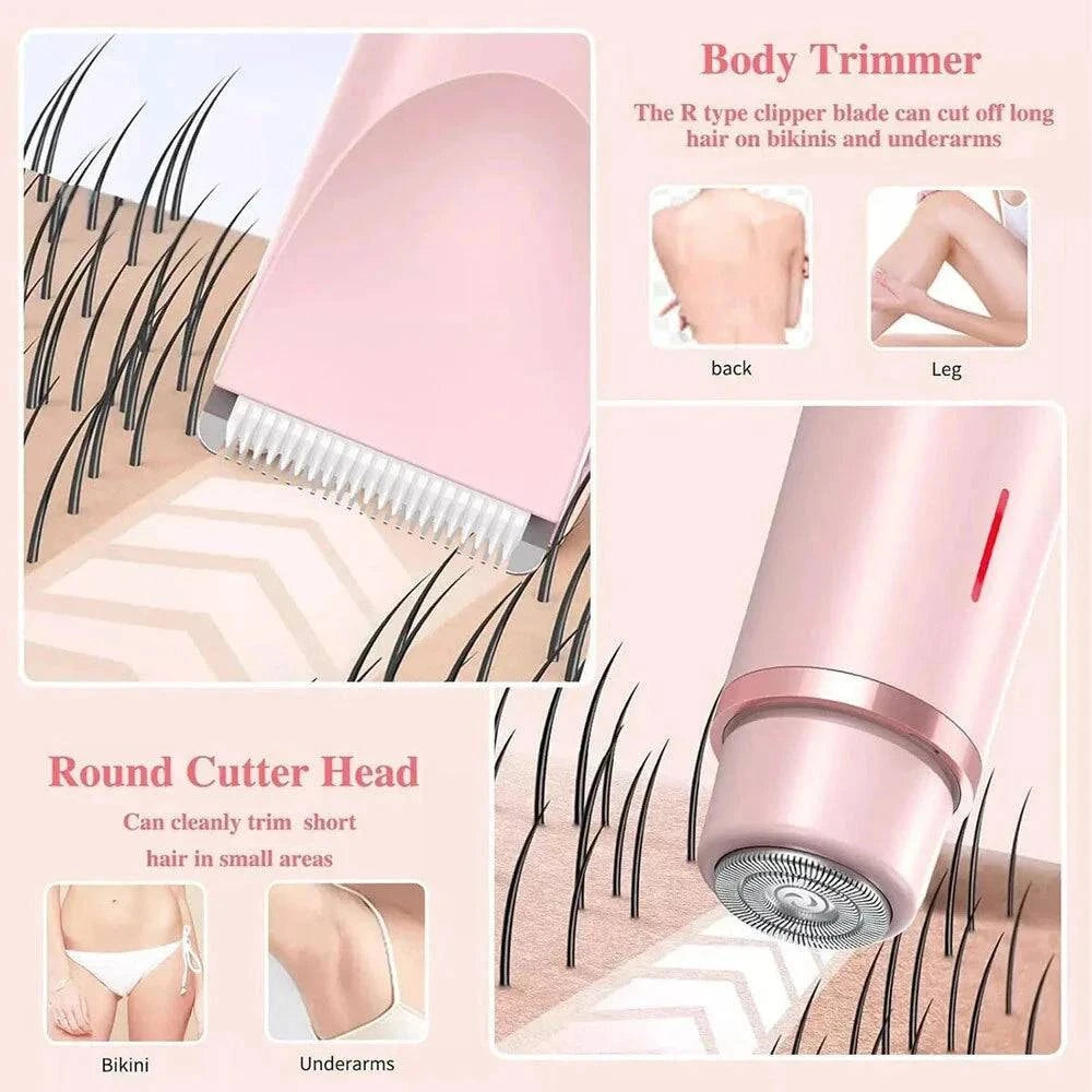 Aureza Shop 2-in-1 dual-head waterproof electric shaver for women, designed for private area grooming and smooth skin.