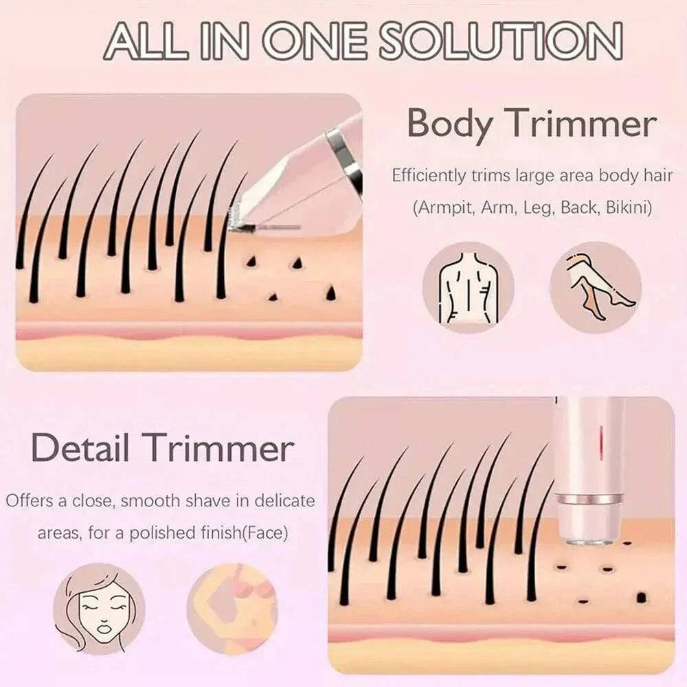 Aurenza Shop 2-in-1 dual-head waterproof electric lady shaver razor for women’s private areas, designed for smooth, comfortable grooming.