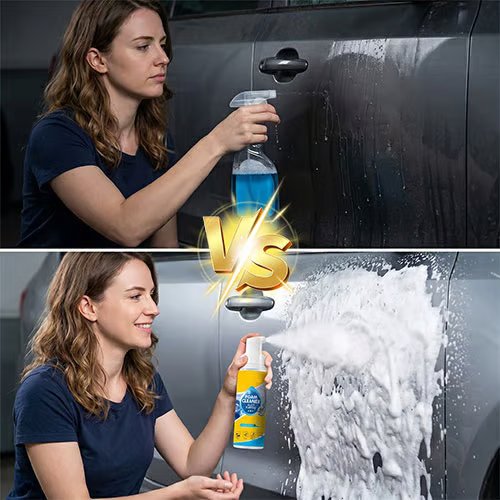 Aurenza Shop foam no-rinse cleaner bottle with foam applicator for easy surface cleaning and maintenance.