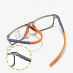 A pair of VisionSync multifocal glasses with clear lenses and black frames, designed for versatile vision correction.