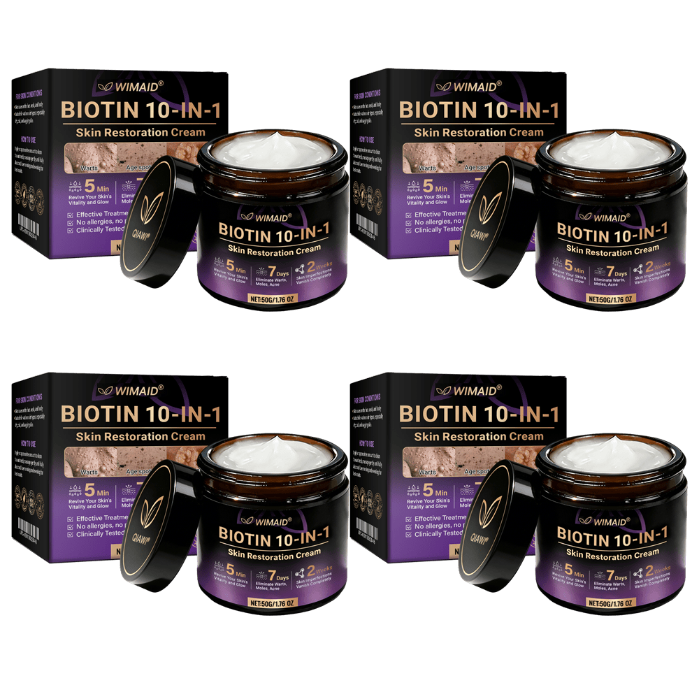 Aurenza Shop WIMAID Biotin 10-in-1 Skin Restoration CCJ cream jar with label, made and shipped from USA, on a white background.