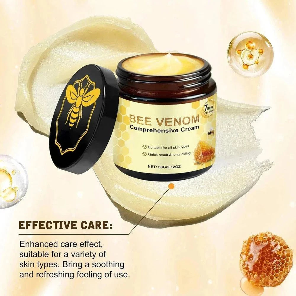 Two jars of Aurenza Shop Bee Venom Comprehensive Cream, natural skin moisturizer, featuring bee venom for nourishing skin.