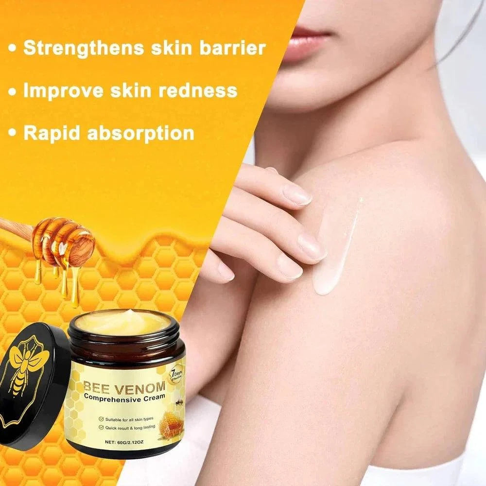 Two jars of Aurenza Shop bee venom comprehensive cream, natural skin moisturizer for healthy, hydrated skin.