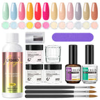 COSCELIA New 9 Color Crystal Color Powder 30Ml Crystal Liquid Desiccant Anastomosis Agent Set Nail Brush Full Set