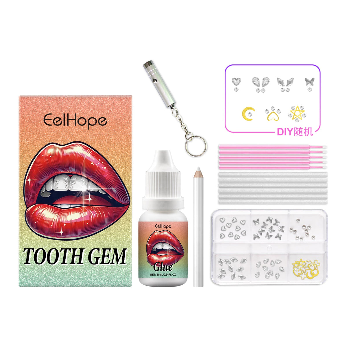 Diy Fashion Dental Set Dental Decoration Drill Combination Personality Sparkle Light Up Smile Style