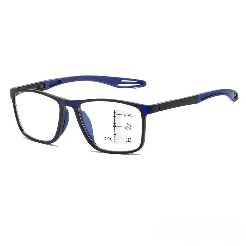 Aurenza Shop VisionSync multifocal glasses with clear lenses and sleek black frames on a white background.