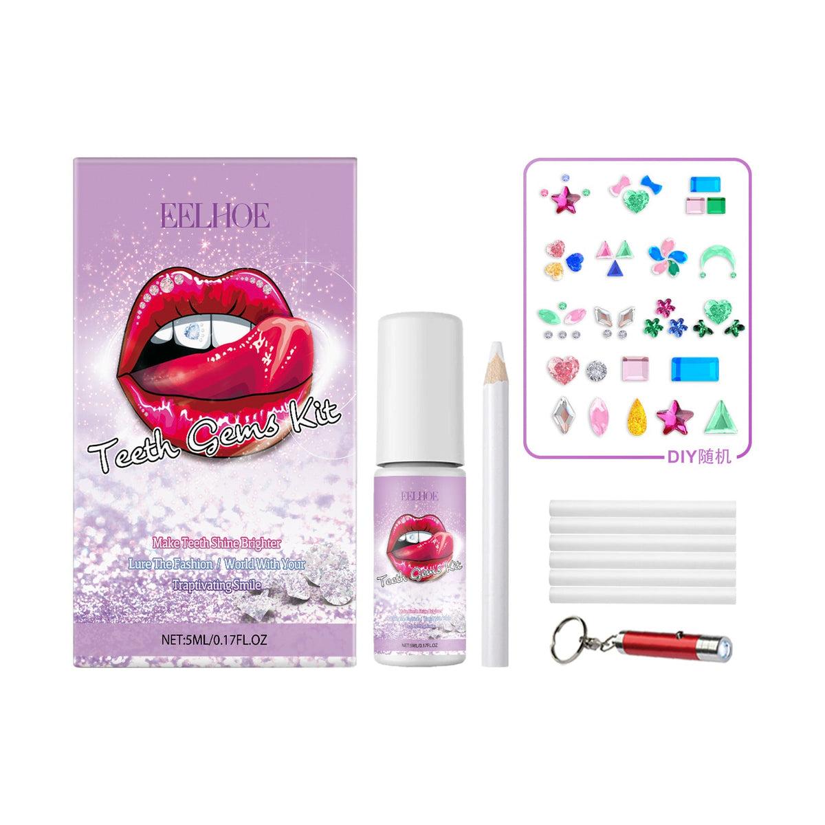 Dental Drill Set, Dental Decoration Personality Shine Light Smile Style Dental Drill Set