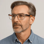 A pair of VisionSync multifocal glasses with clear lenses and black frames, designed for versatile vision correction.