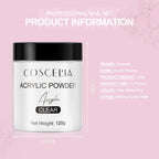 COSCELIA New 120g White Powder Transparent Crystal Powder 150ML Crystal Liquid Nail Shop Nail Tool Set