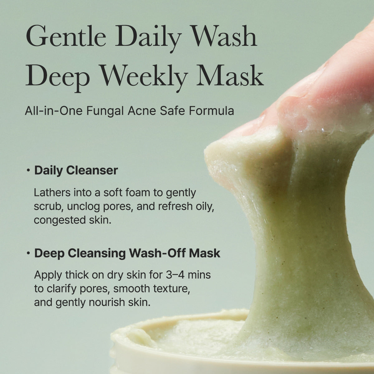 Fresh Green Rice Mochi Cleanser, Gentle Daily Cleanser for Acne-Prone Skin, 4.23oz