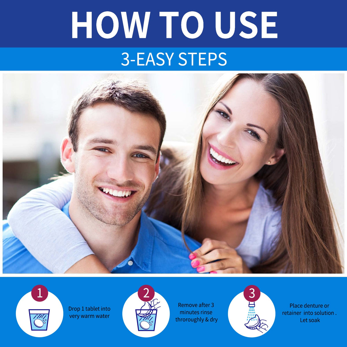Denture Cleaning Tablet, White Denture Fresh Breath Oral Care Cleaning Tablet