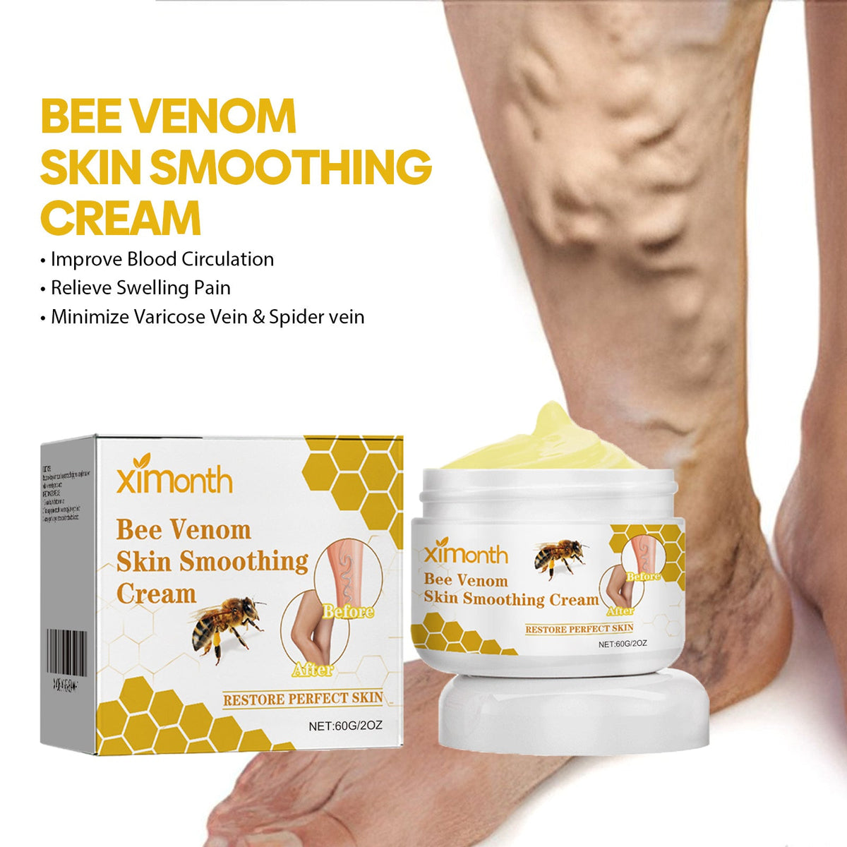 Bee Venom Leg Care Cream Relieves Leg Discomfort, Pamper And Moisturize Skin Body Care Cream