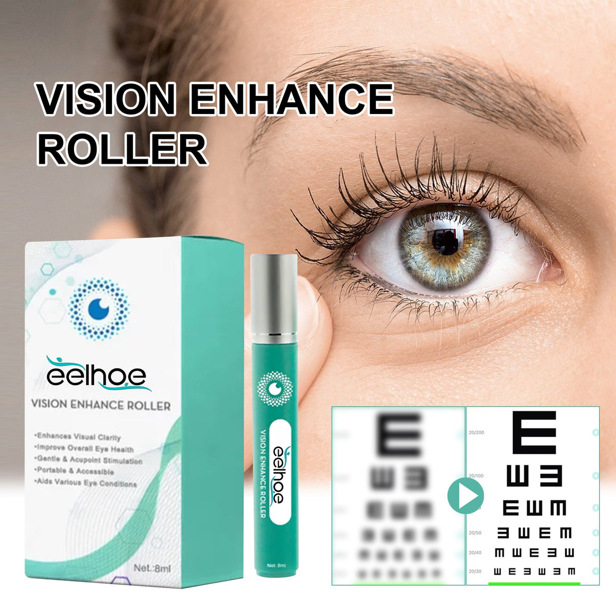 Vision Enhance Roller, Relax Eye Vision Relieve Dry Eye Fatigue Care Massage Roller