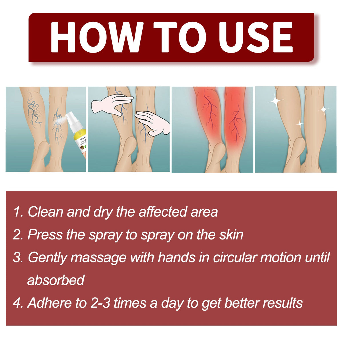 Veinmist Varicose Spray, Relief Sore Legs Massage Earthworm Leg Vein Treatment Spray