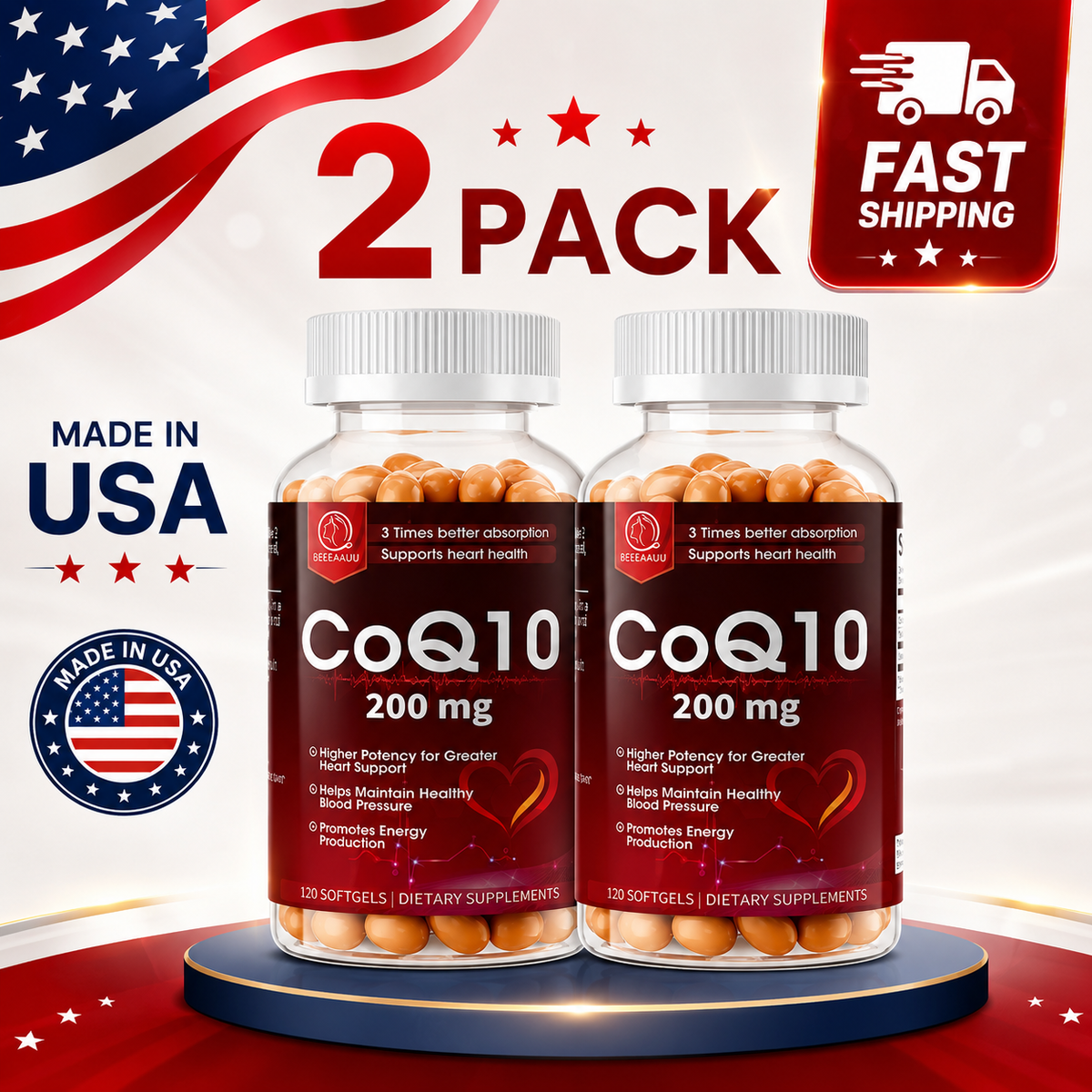 (BUY 1 GET 2)  CoQ-10 240 Softgels Coq10 Co Q10 Coenzyme Heart Support NON GMO US Stock