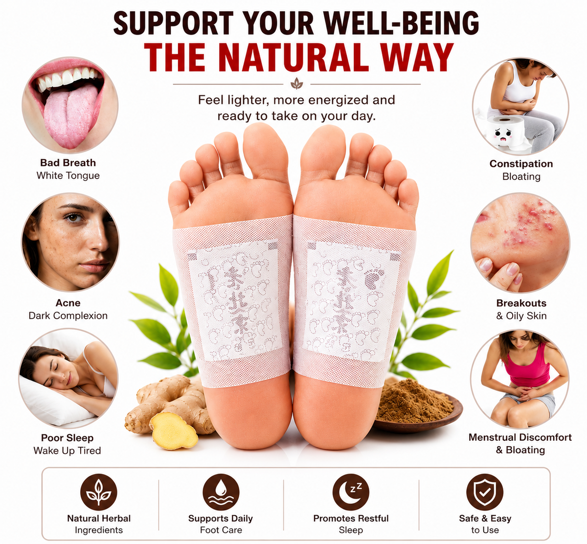 100pcs Foot Pads Toxins Fit Health Care Patch Cleanse Adhesive Slim