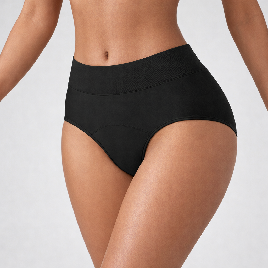 Aurenza Shop LBMLBM™ 100% leak-proof underwear 4-pack, soft fabric, in pastel pink and floral patterns, designed for comfort and protection.