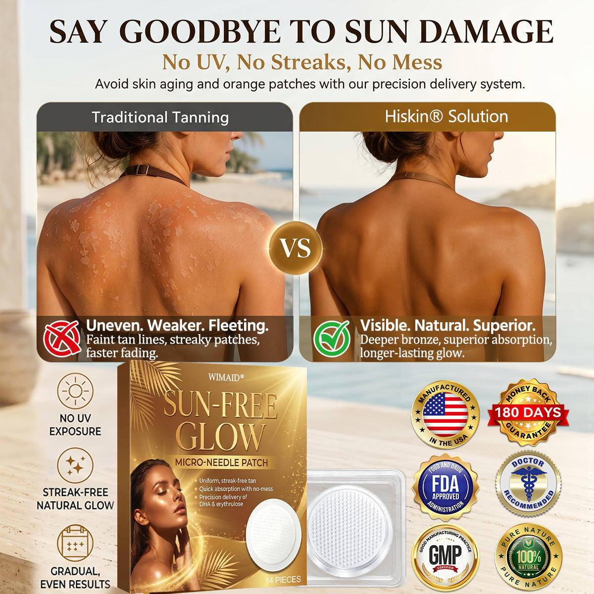 ☀️𝑶𝒇𝒇𝒊𝒄𝒊𝒂𝒍 𝑺𝒕𝒐𝒓𝒆 | ☀️ Wimaid® Sunless Instant Bronze Tanning Microneedle Patch (Just once a day) Visible Bronze Glow in 7 Days No UV, No Orange, No Streaks, No DHA, No Mess