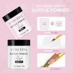 COSCELIA New 120g White Powder Transparent Crystal Powder 150ML Crystal Liquid Nail Shop Nail Tool Set