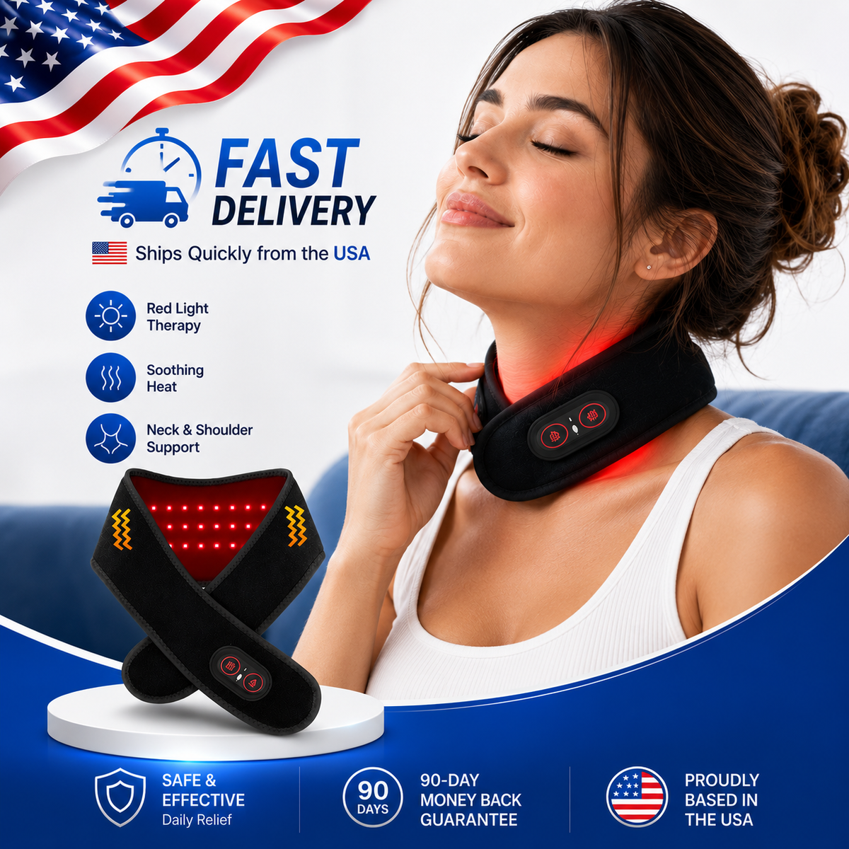Red Light Therapy Neck Heating Belt – Infrared Neck Massager