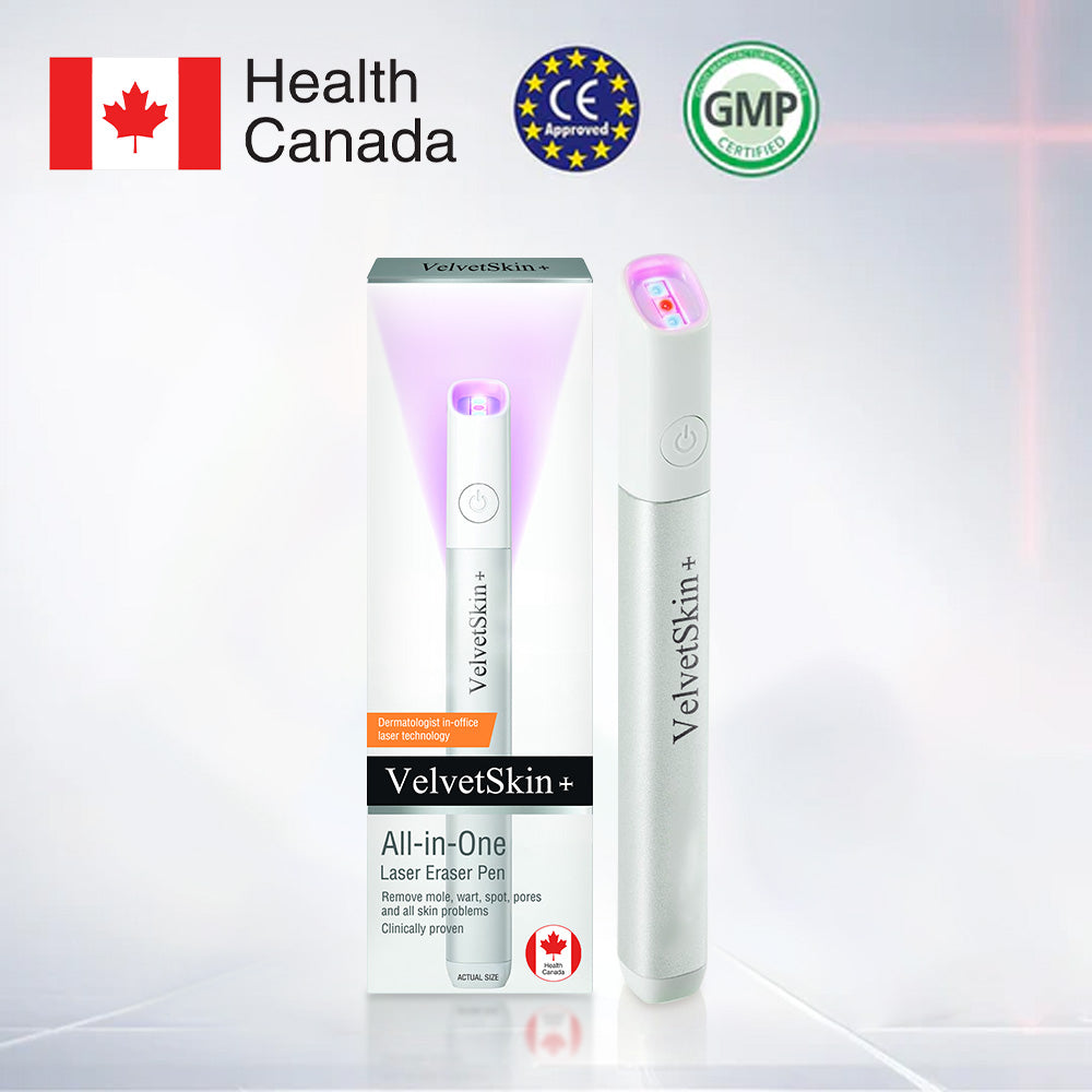 Aurenza QIAWI™ All-in-One CO₂ Laser Eraser Pen for skin flaw removal, showing the sleek handheld device with laser tip.