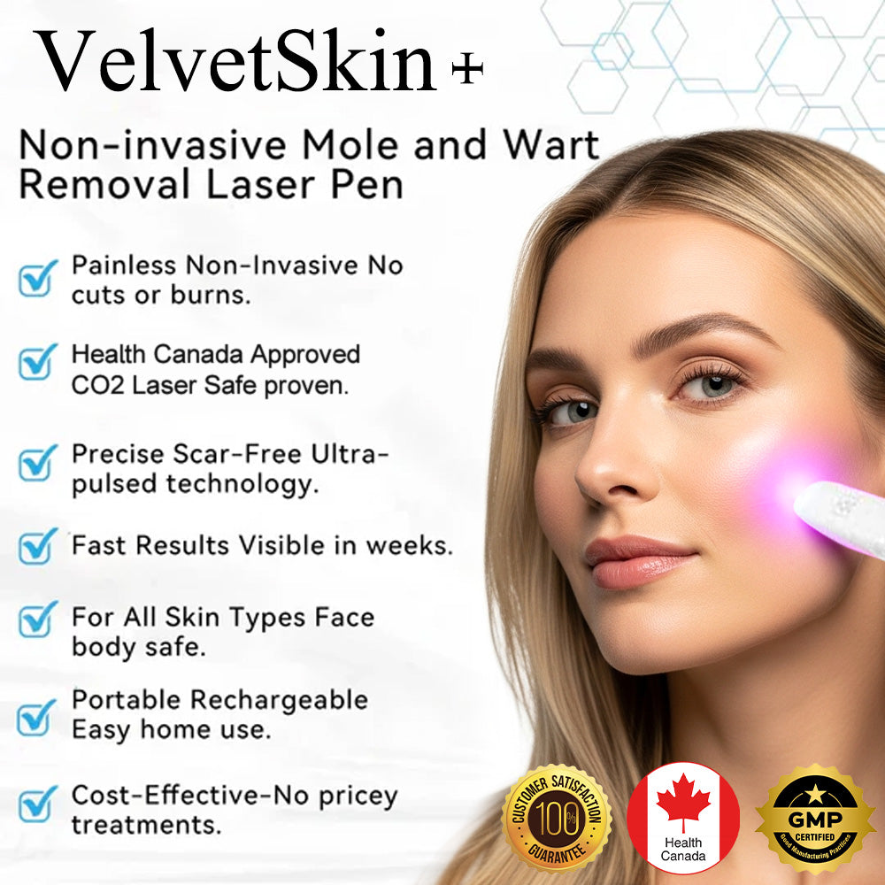 Aurenza QIAWI™ All-in-One CO₂ Laser Eraser Pen for removing moles, warts, skin flaws, and pigmentation, shown with laser tip and device body.