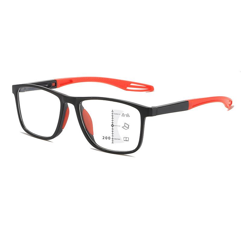 A pair of VisionSync multifocal glasses with clear lenses and black frames, designed for versatile vision correction.