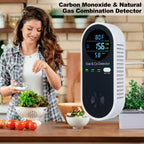4 in 1 CO Monitor Alarm with LCD Display Carbon Monoxide & Natural Gas Combination Detector Plug in Wall Detectors CO & Natural