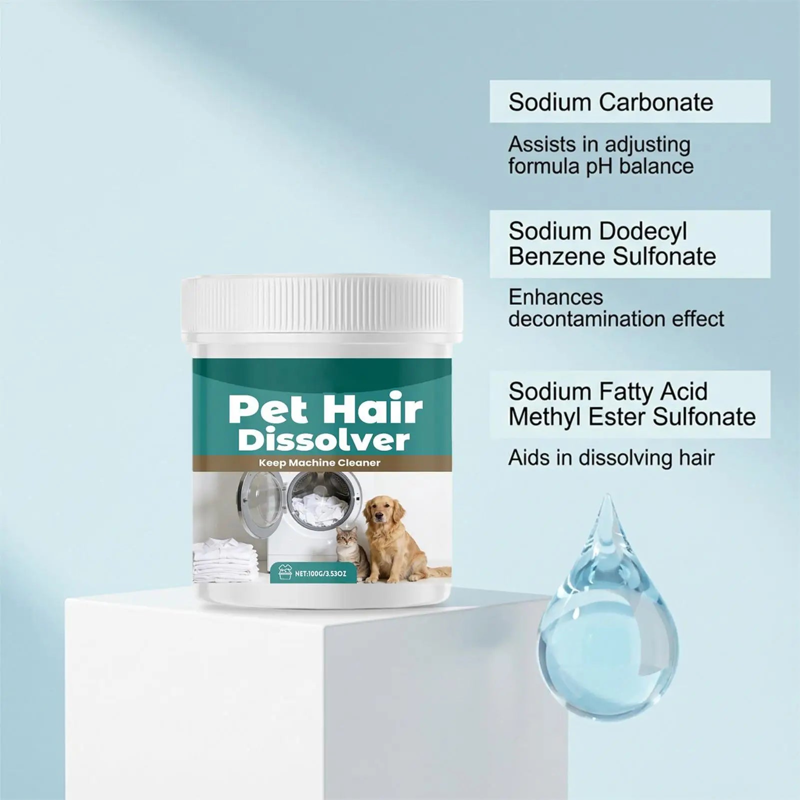 Pet Hair Dissolver washing machine Deep Cleaning Multipurpose Dissolving Agent Dog & Cat Hair Remover Dissolver for Clothes Odor