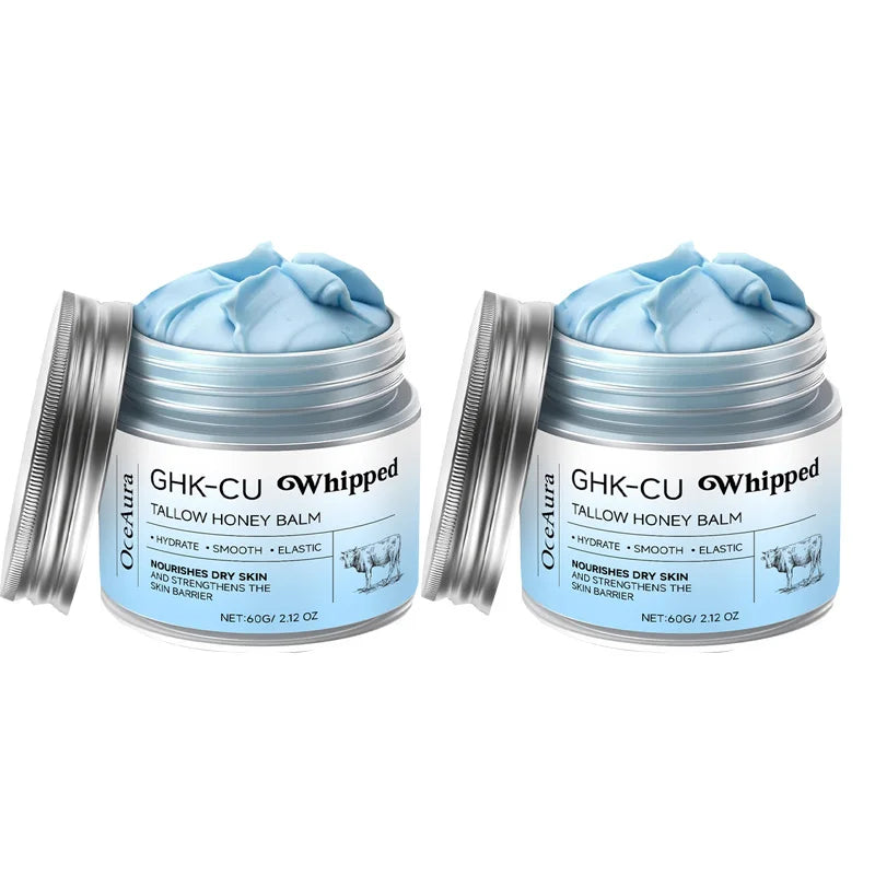 Peptídeos de Cobre GHK-Cu Tallow de Carne para Pele: Bálsamo Azul Manuka Mel Hidratante Facial e Corporal para Pele Madura, Seca e Sensível