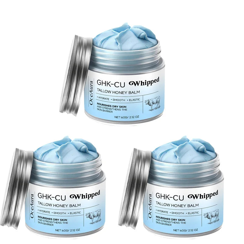 Peptídeos de Cobre GHK-Cu Tallow de Carne para Pele: Bálsamo Azul Manuka Mel Hidratante Facial e Corporal para Pele Madura, Seca e Sensível