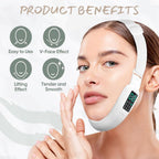 Arenzza Smart Face Sculpting Device with 8 modes for double chin reduction and jawline contouring, shown in use.