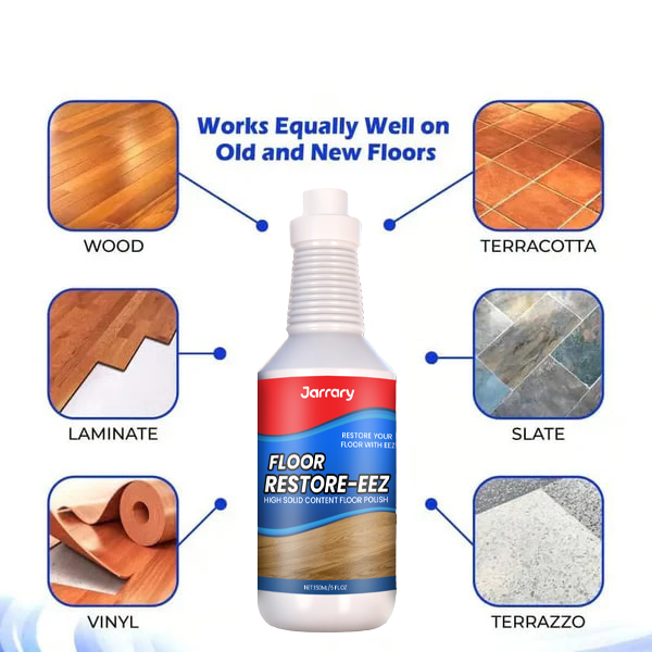 Arenzza Clean-llx Floor Restorer bottle showing shine and protective features, ideal for restoring and protecting floors instantly.