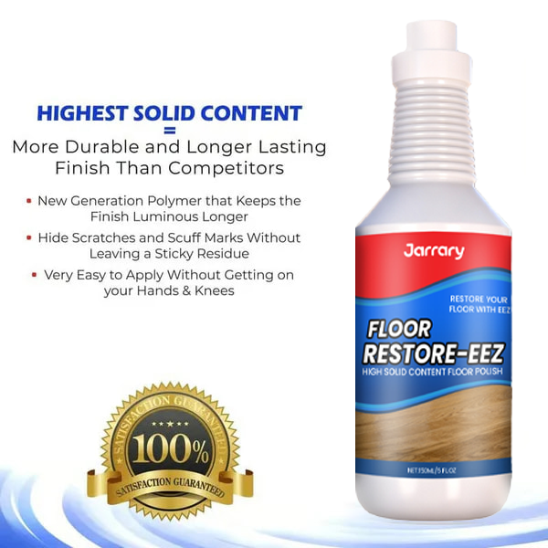 Arenzza Clean-llx Floor Restorer in a bottle, designed to instantly shine and protect floors with a sleek label and cap.