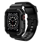 Duramor protective band for Apple Watch in classic black, fits 38mm, 40mm, and 41mm sizes, by Aurenza Shop.