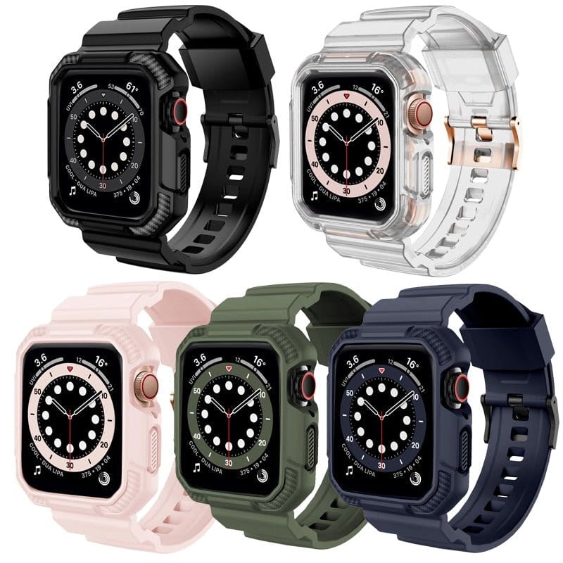 Aurenza Shop Duramor protective band for Apple Watch in classic black, fits 38mm, 40mm, and 41mm models, made of durable material.