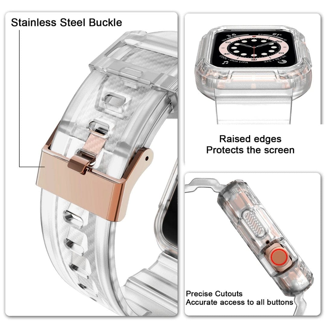 Aurenza Shop Duramor protective black band for Apple Watch, 38mm to 41mm, showcasing a sleek, durable watch strap.