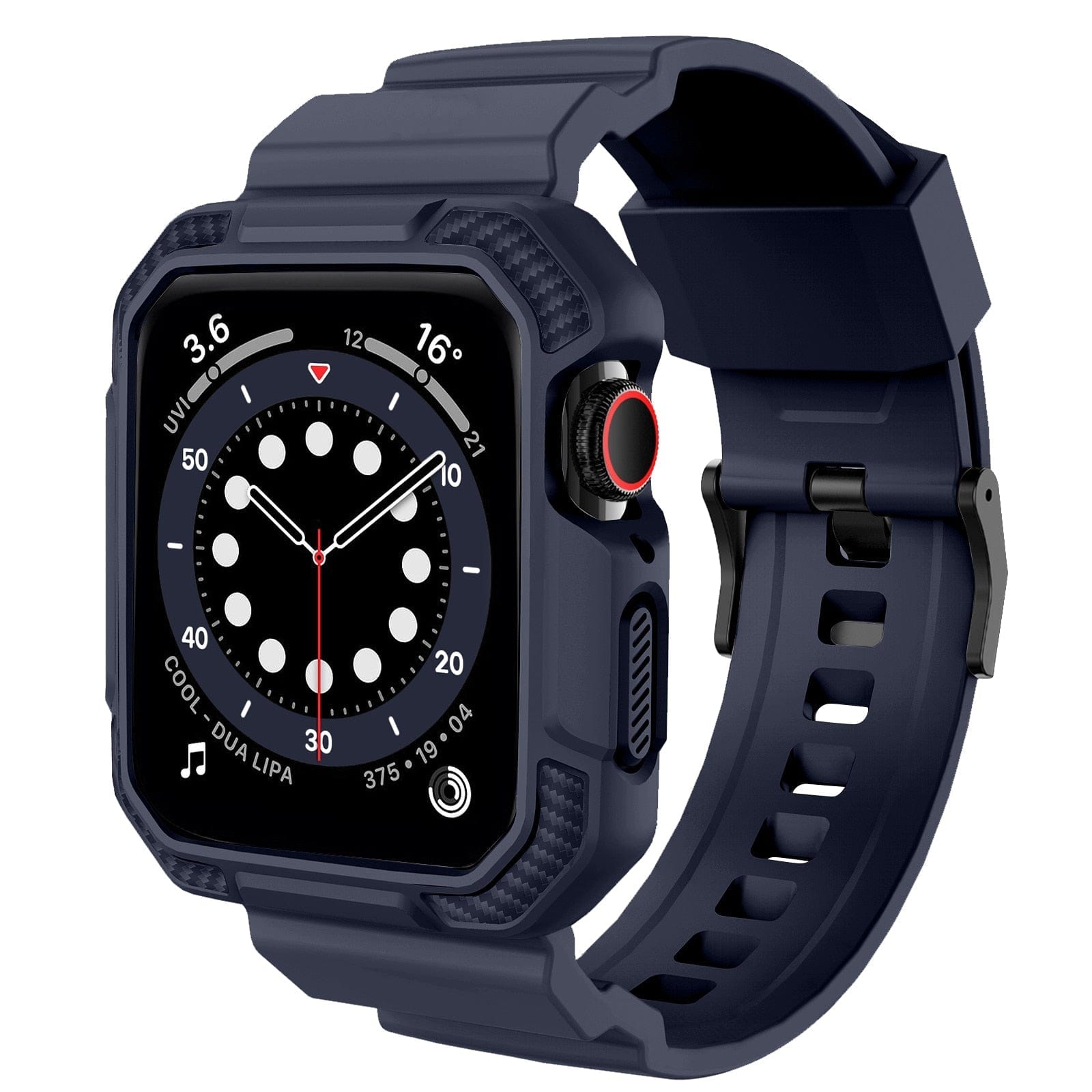 Black Duramor protective band for Apple Watch by Aurenza Shop, fits 38mm, 40mm, and 41mm models, with a sleek classic design.