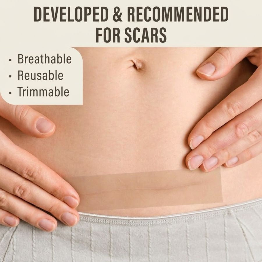 Aurenza Shop DermaShield™ Pro Scar Matrix, clear silicone scar treatment sheet on a white background.