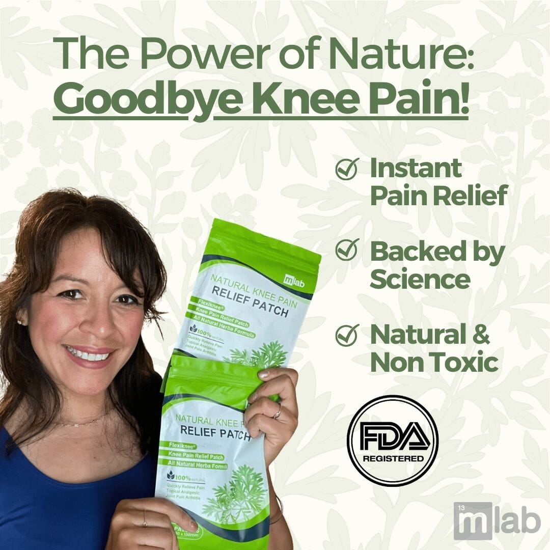 FlexiKnee™️ Natural Knee Pain Patches by Aurenza Shop, 12-pack of adhesive patches for knee pain relief, shown on white background.