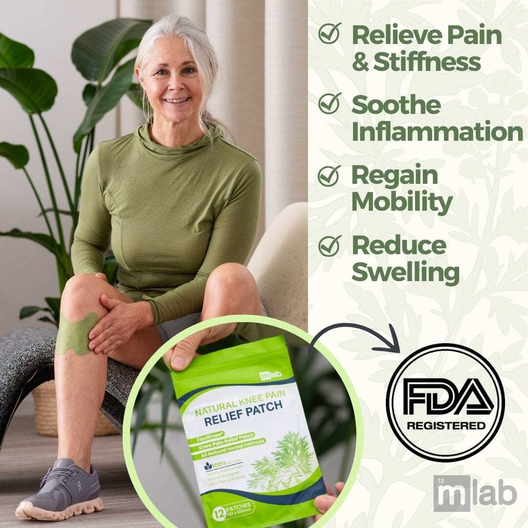 FlexiKnee™️ natural knee pain patches by Aurenza Shop, one pack of 12 adhesive patches for knee relief.