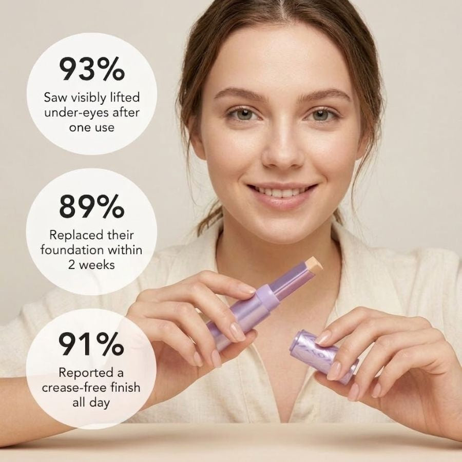 Aurenza Shop Stick Energy Duo with Shape Tape Concealer Stick and Brush, featuring sleek packaging and applicator in a close-up view.