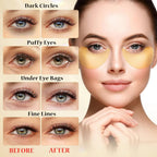 A pack of 60 gold under eye patches from Aurenza Shop, showing the bright, gold-colored patches designed for eye area skincare.