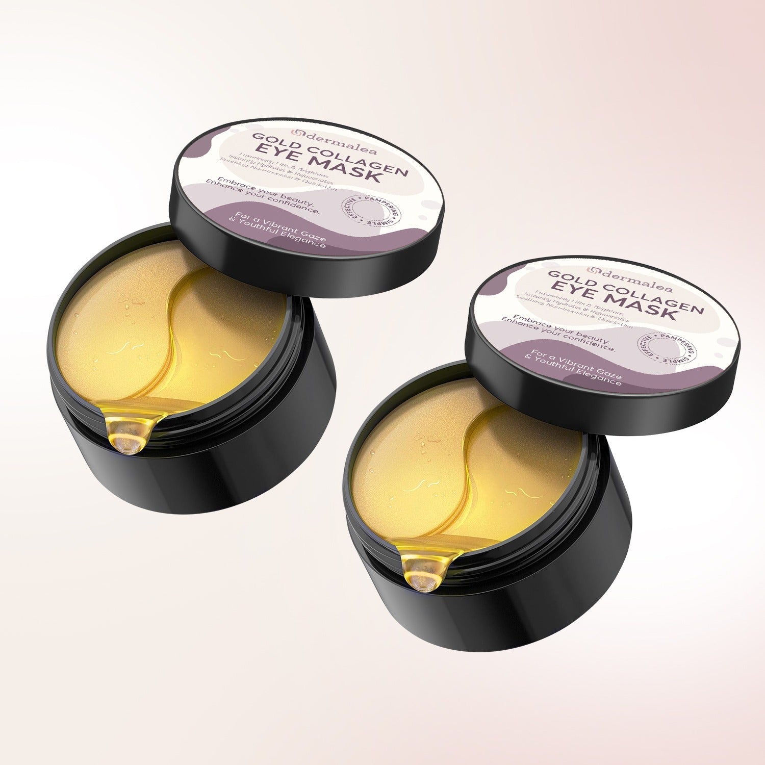 Aureza Haven Gold Under Eye Patches pack with 60 patches, featuring gold-colored under eye treatment for revitalized skin.