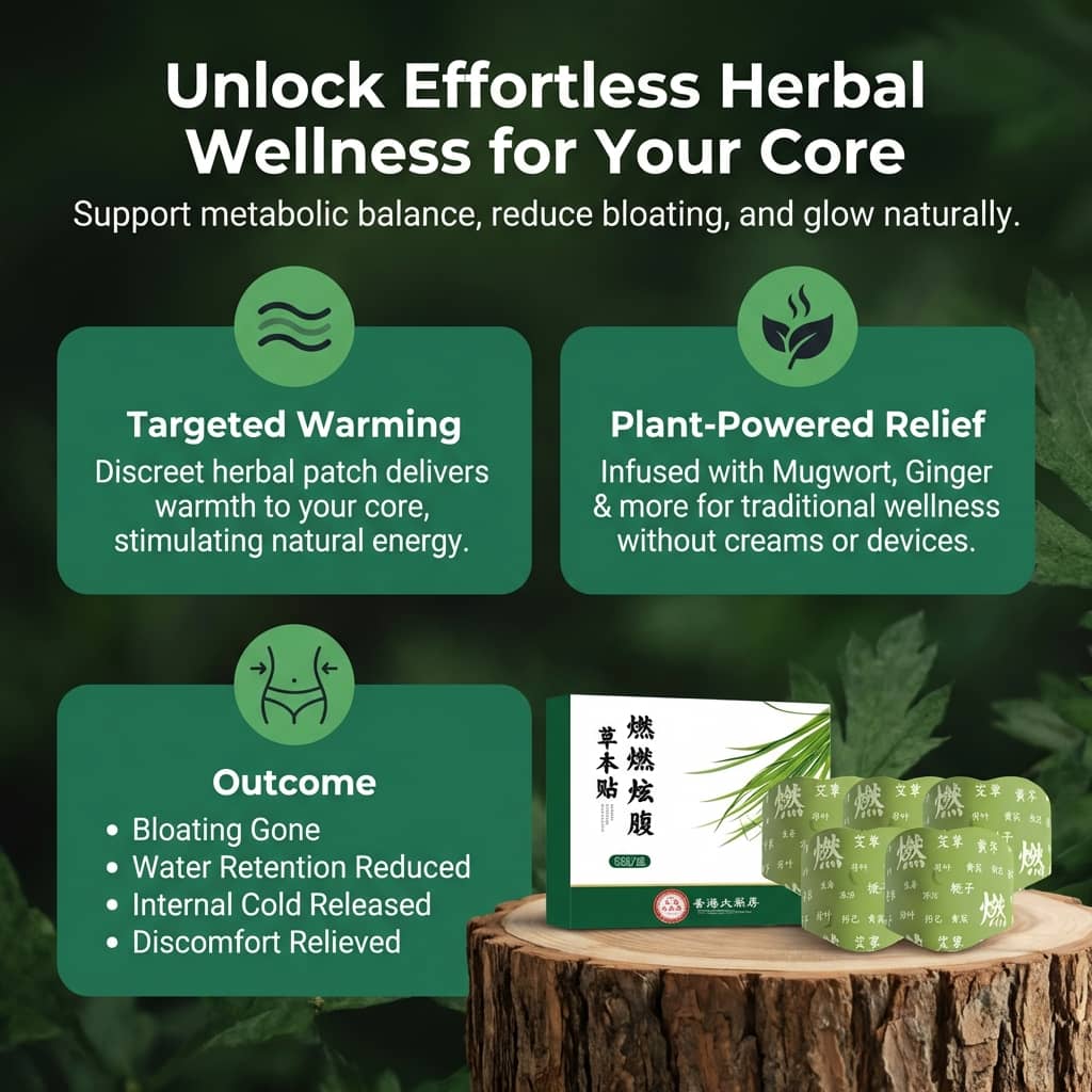 Aurenza Herbal Belly Comfort Patch for bloat relief and a smoother-looking waist, shown on a neutral background.