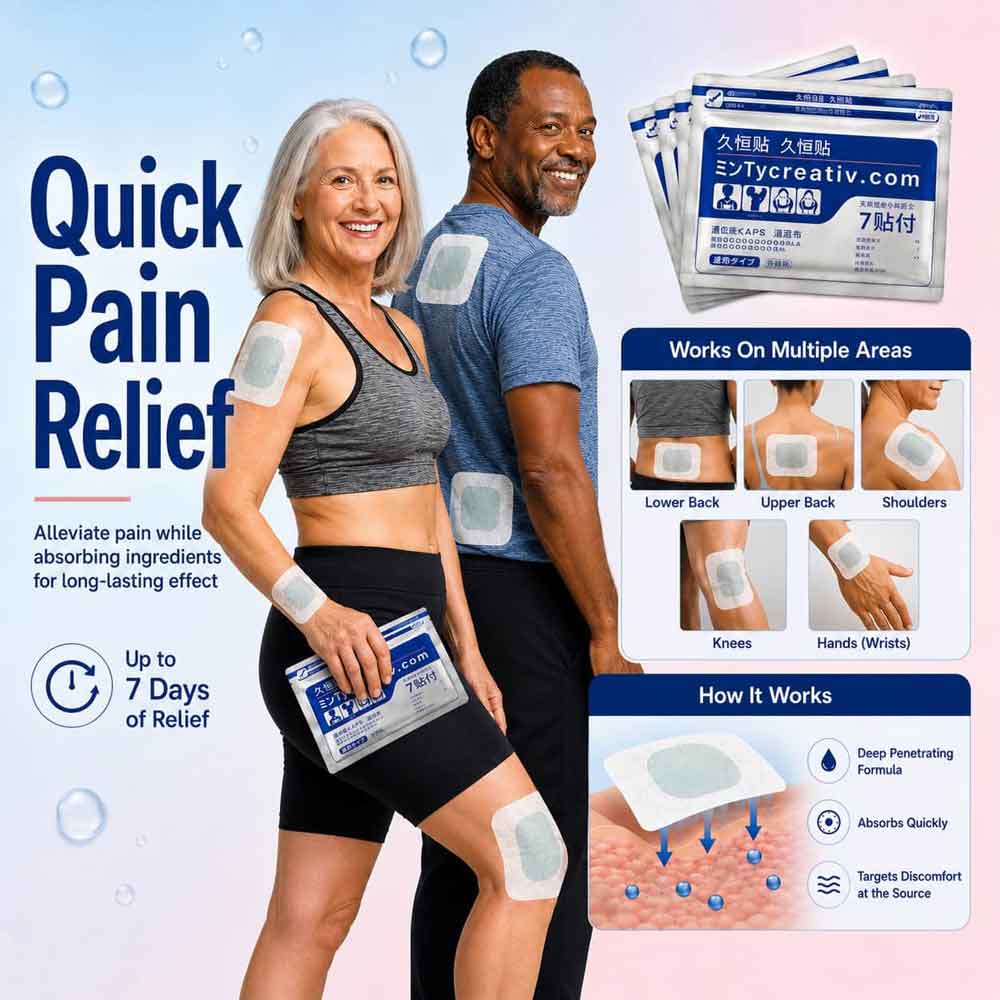 Japanese Pain Patches by Aurenza Shop, high absorption patches with glucosamine, chondroitin, and herbal ingredients for pain relief.